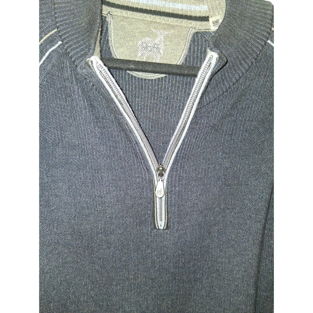 Raffi Men XXL Quarter Zip Sweater Navy Blue Ribbed Knit Italian Design Mock Neck